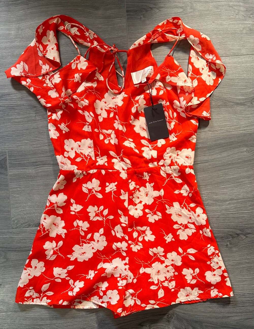 J.O.A. Los Angeles Floral Cold Shoulder Romper Size M Red White